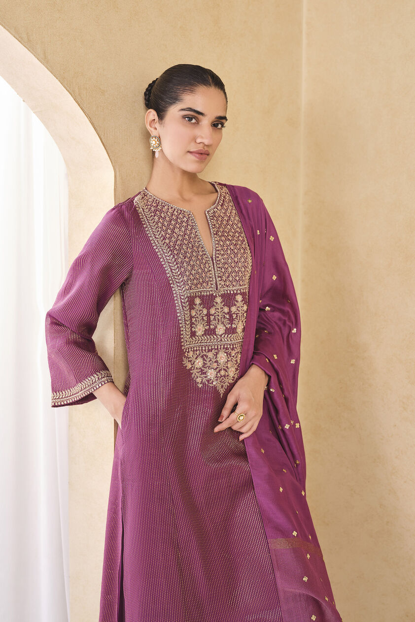 Ranjika Handwoven Maheshwari Suit Set - Purple, Purple, image 3